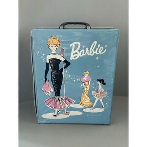 Mattel BARBIE PONYTAIL Blue VINYL Storage Case TRUNK Vintage 1962
